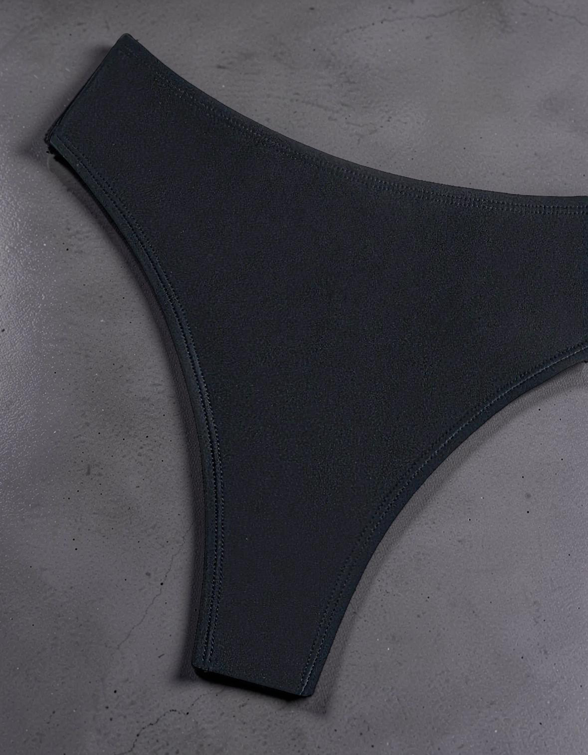 Chic Black Deep V Neck Bikini Set