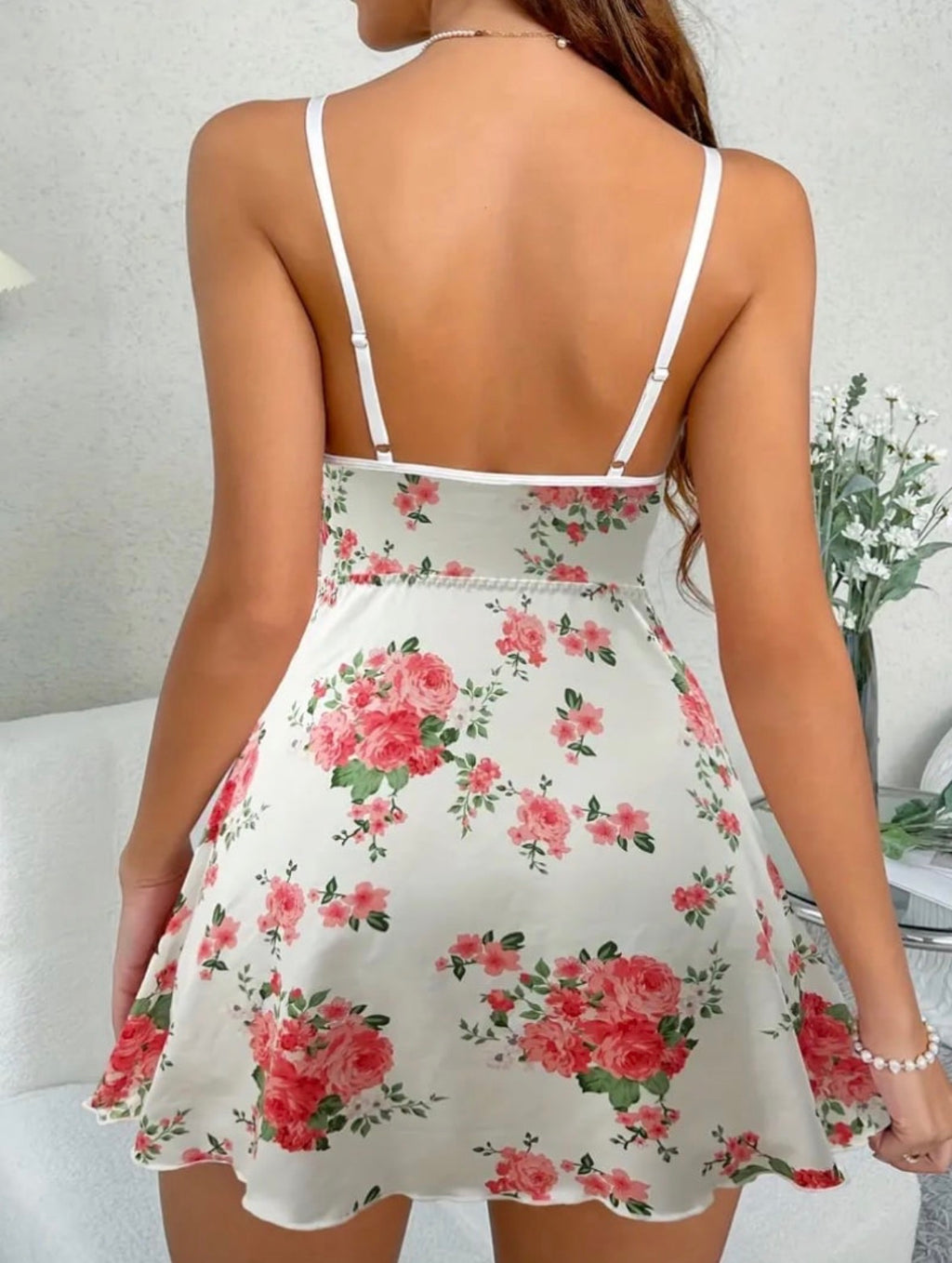 Sensual Floral Print Nightdress