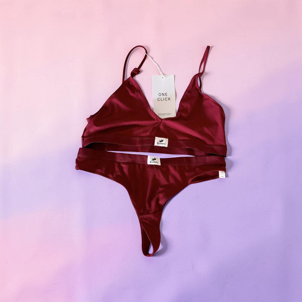 Women's Elegant Ribbed Lingerie Set