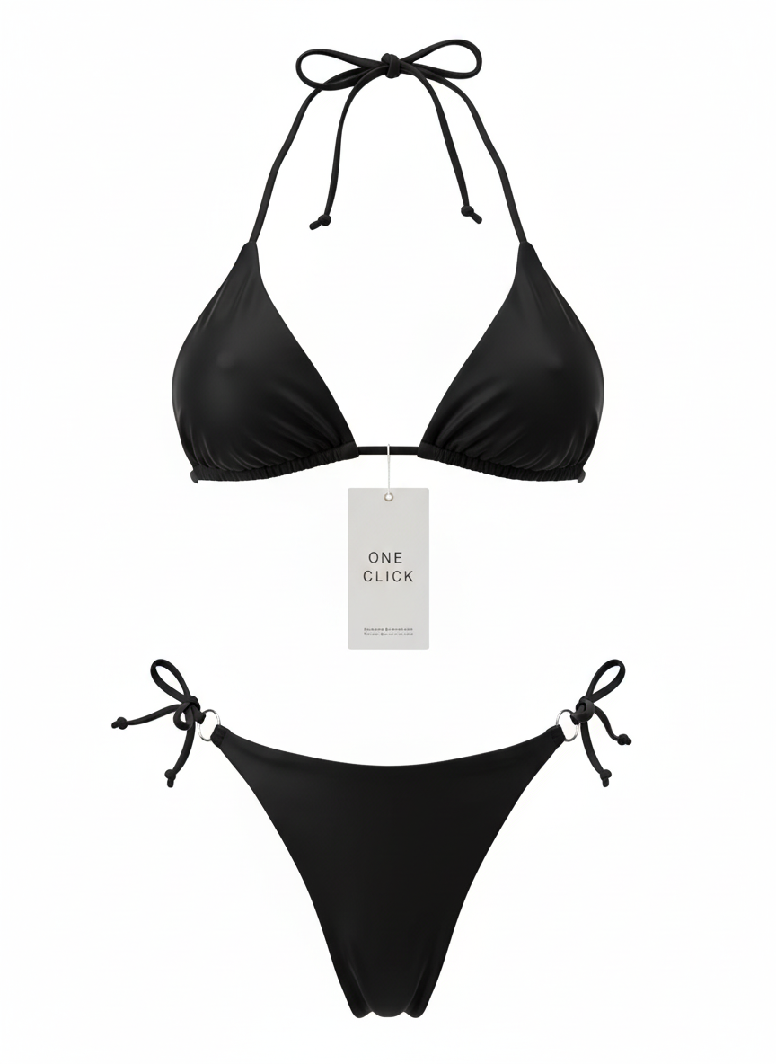 Black Women's Ring-Accent Triangle Bikini