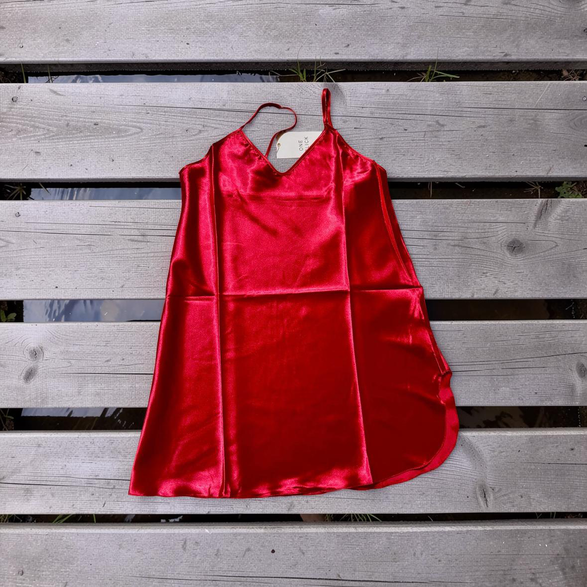 Women's Red Satin Slip Dress Nightgown