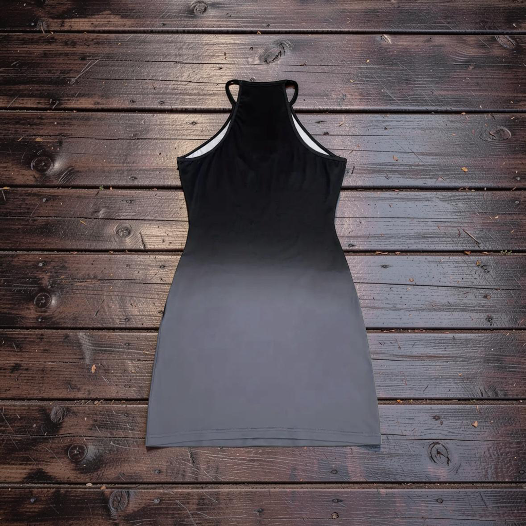 Sexy Ombre Cutout Halter Neck Fitted Dress