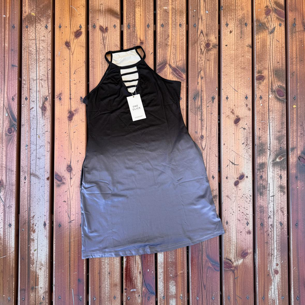 Sexy Ombre Cutout Halter Neck Fitted Dress