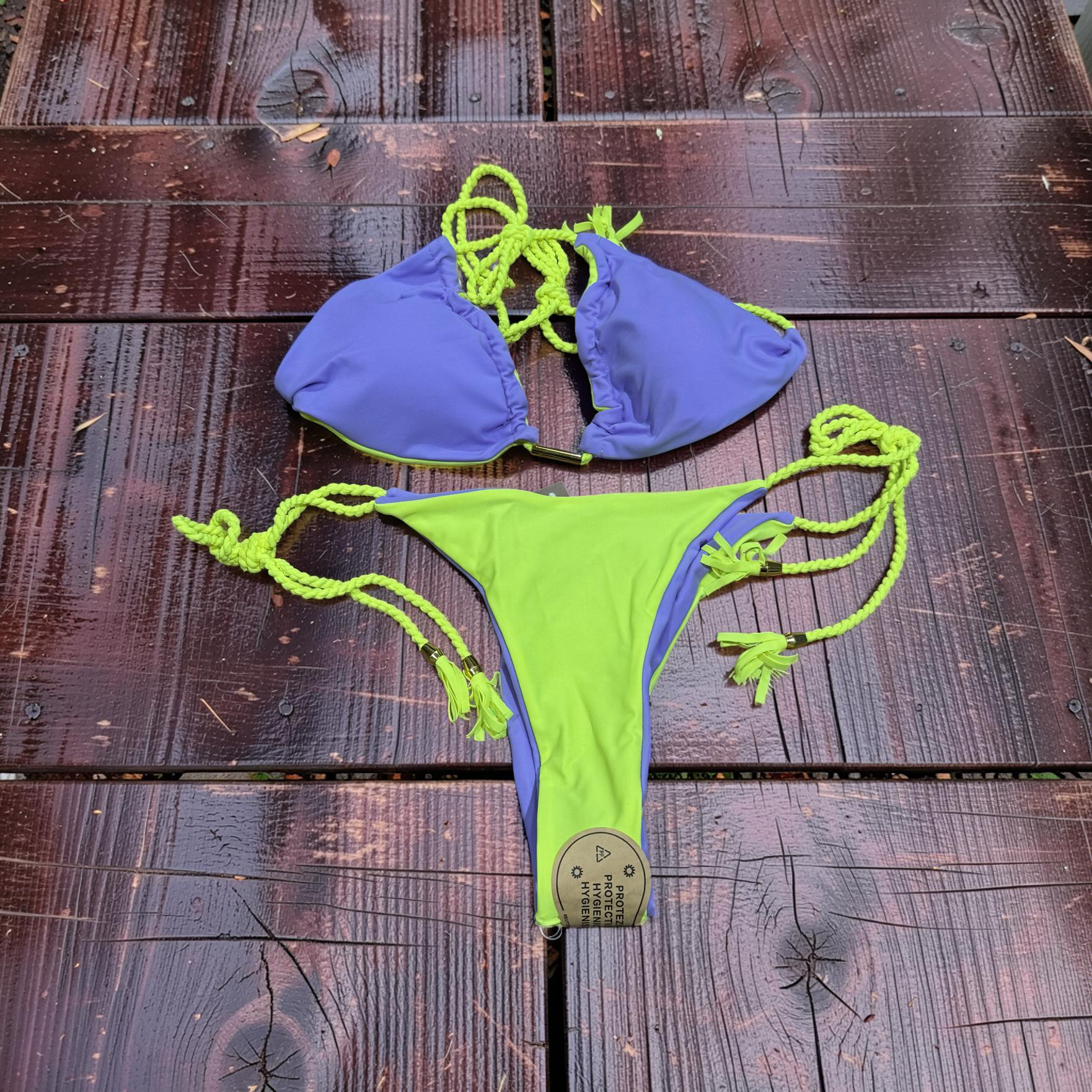 Women's Tie-up Bikini Color block Design Set