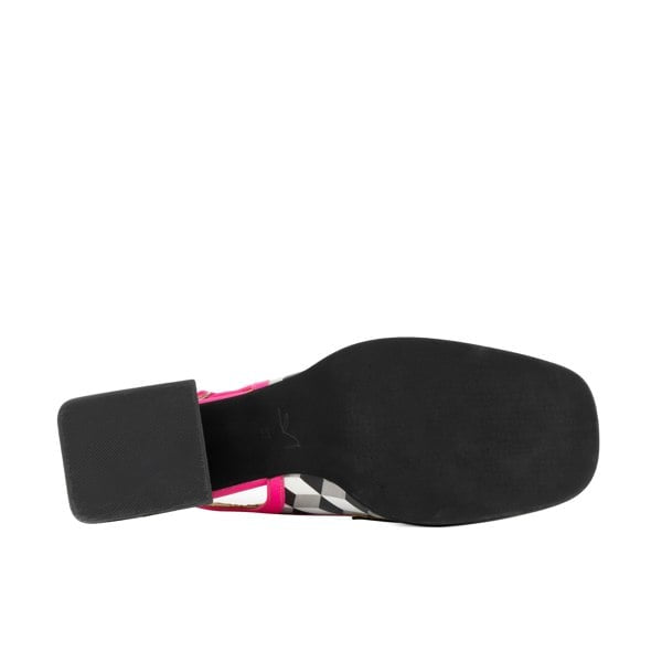 Embassy London Diana White Cubics square toe leather sling backs