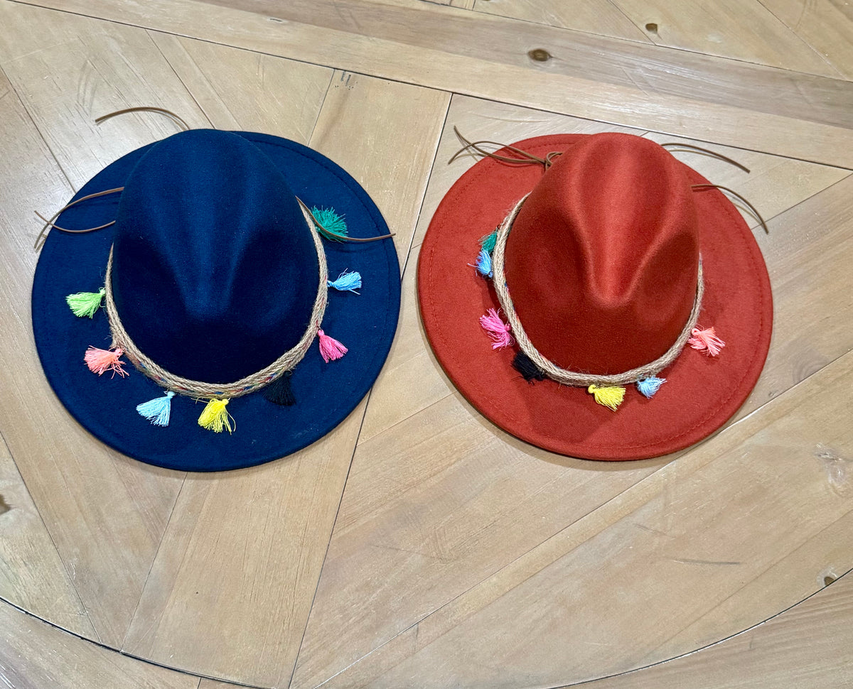 2 Women Fedora Hats Wide Brim Tassel Jazz Hats