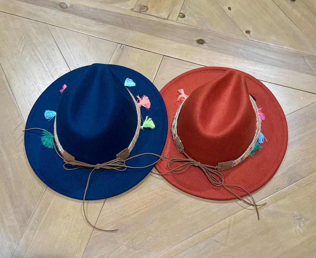 2 Women Fedora Hats Wide Brim Tassel Jazz Hats