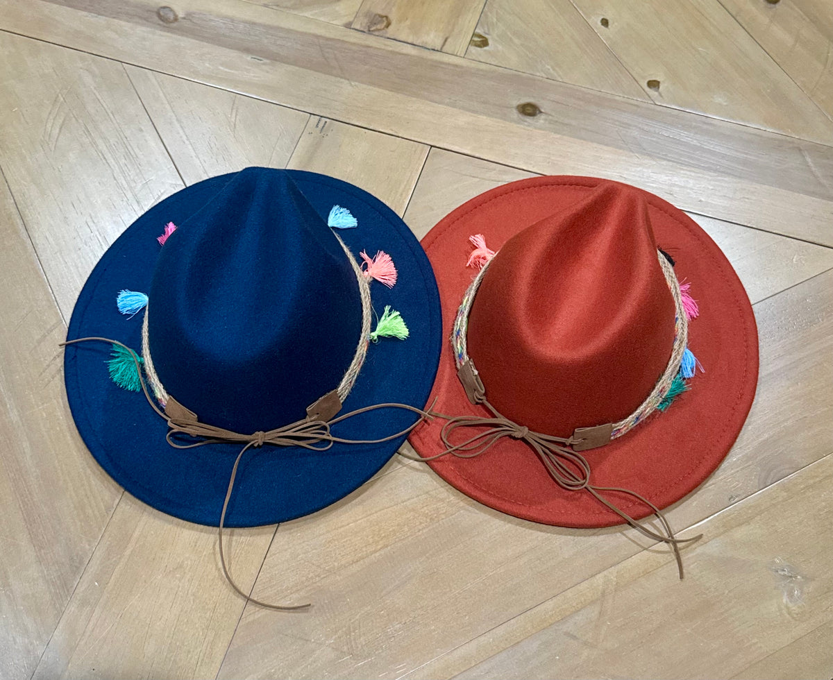 2 Women Fedora Hats Wide Brim Tassel Jazz Hats