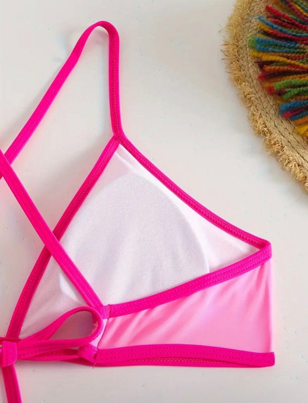 Women’s Pink Contrast Trim Bikini Set