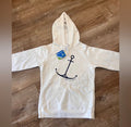 White Kids Hoodie with Navy Anchor Graphic