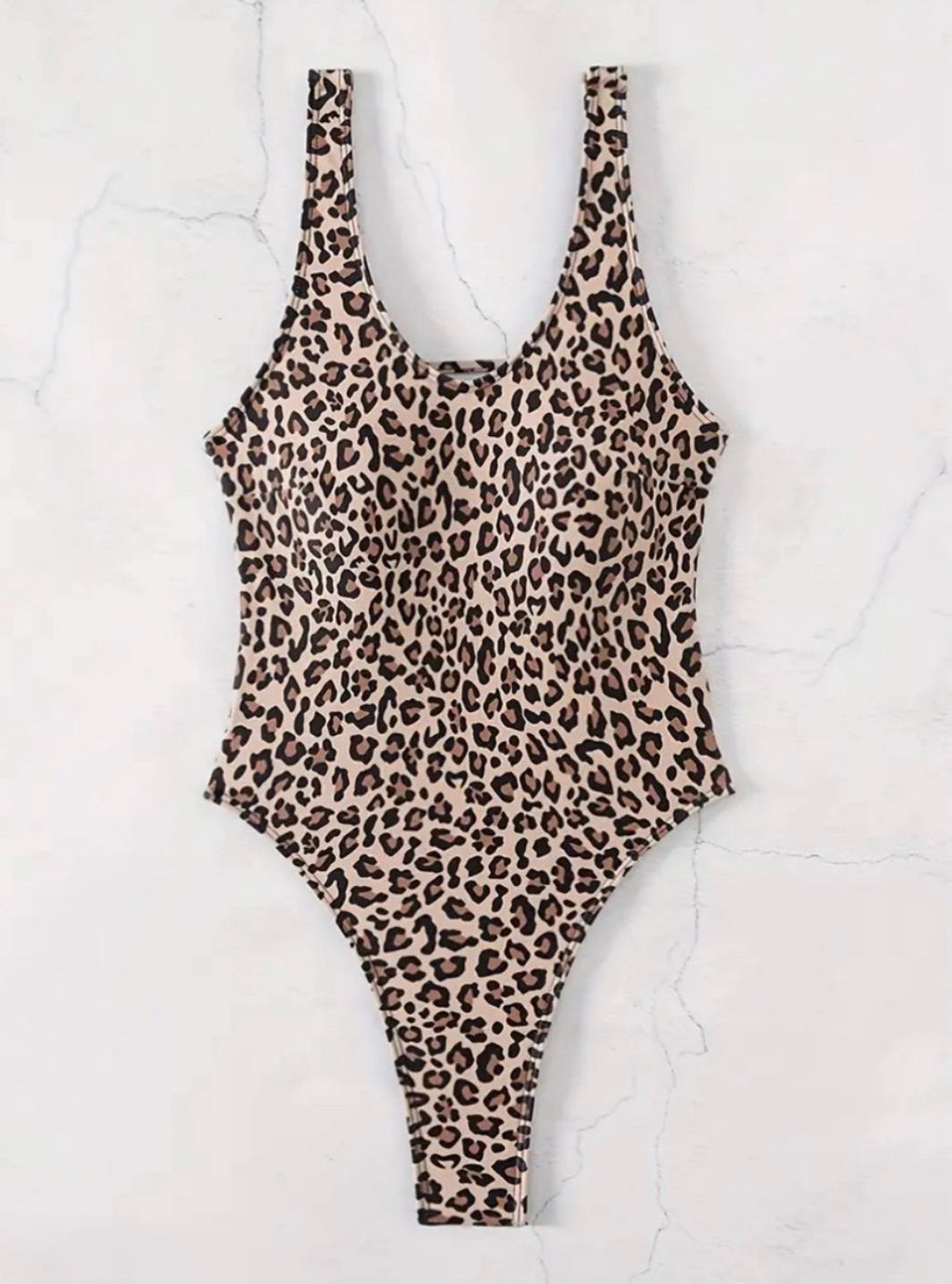 Leopard Print High-Cut One-Piece Swimsuit