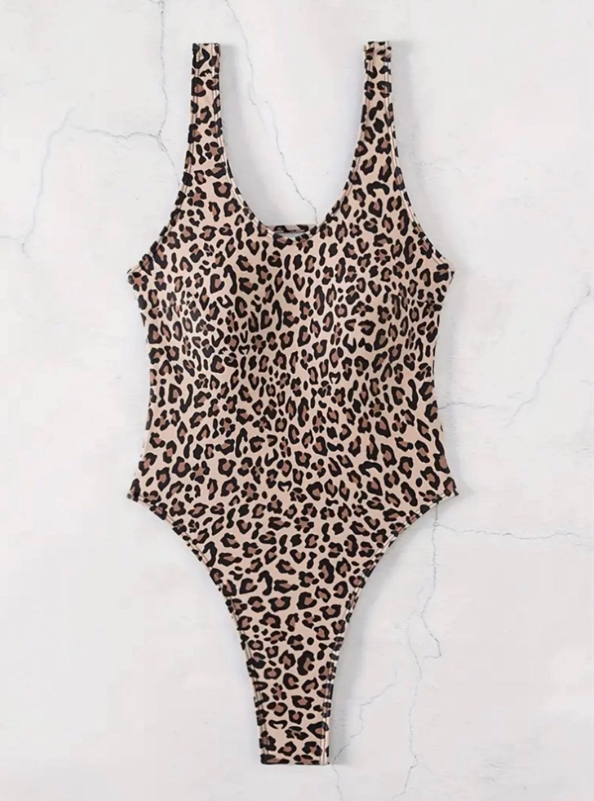 Leopard Print High-Cut One-Piece Swimsuit