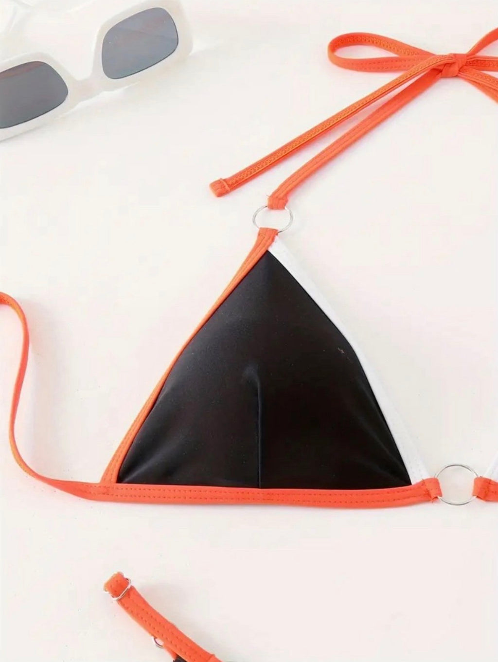 Black Triangle Bikini with Orange Trim