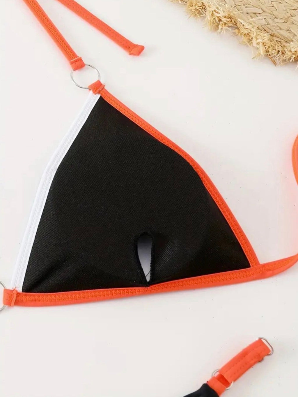 Black Triangle Bikini with Orange Trim