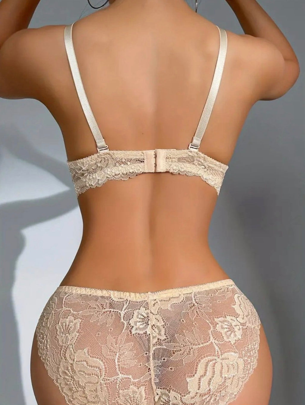 Lace Trim Push-Up Bra & Lingerie Brief Set
