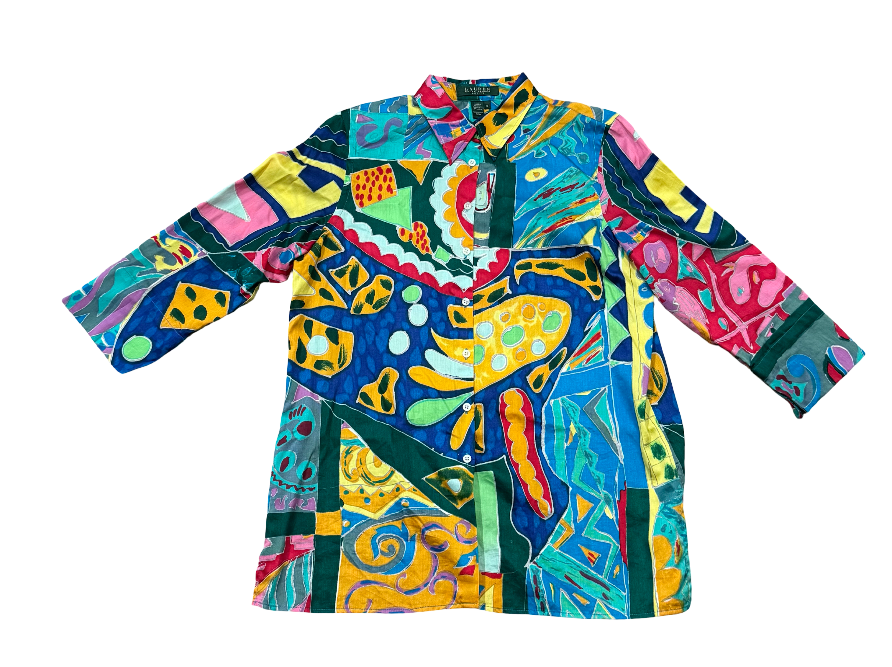 LAUREN RALPH LAUREN Petite Lightweight Abstract Print Blouse Multi Color