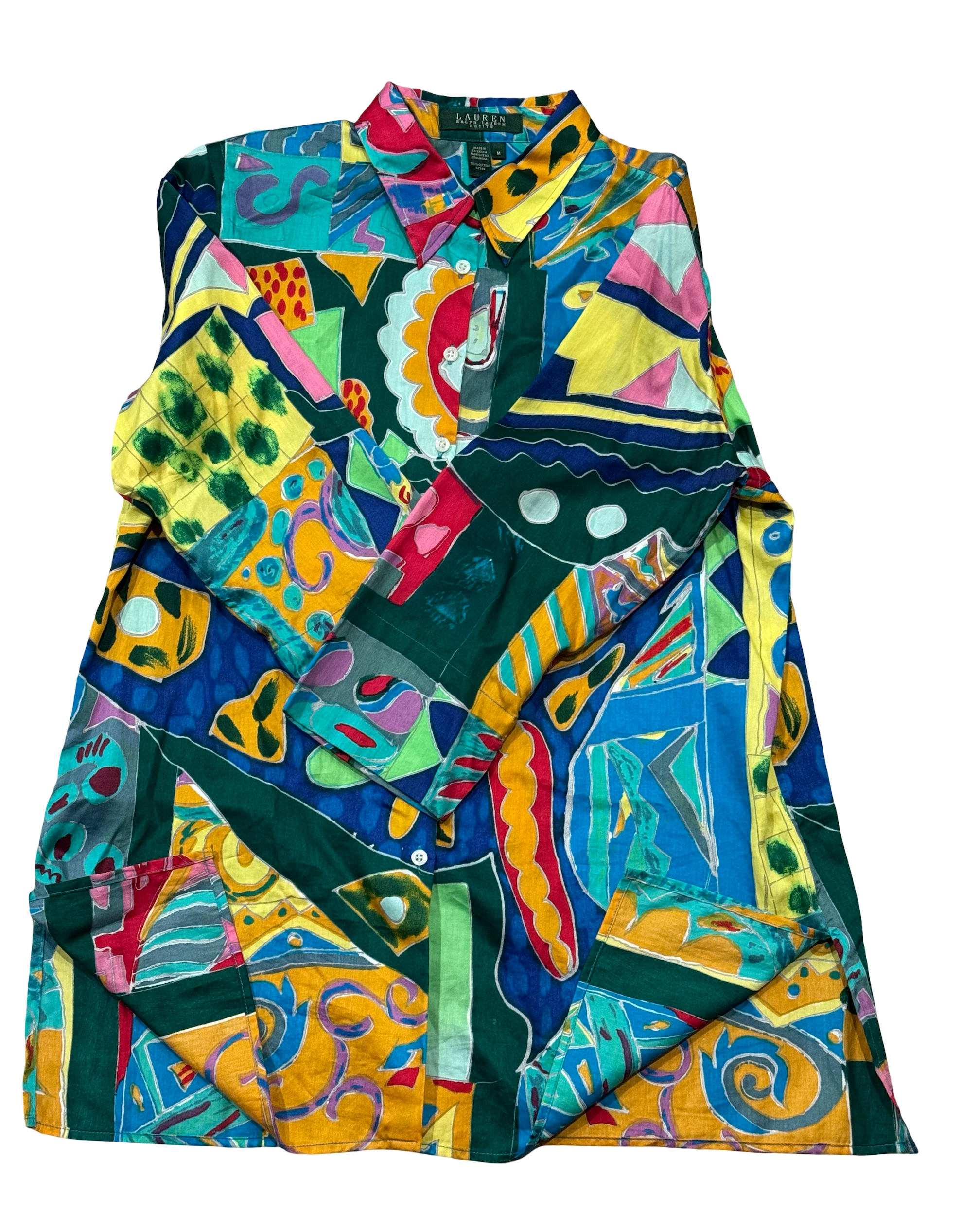 LAUREN RALPH LAUREN Petite Lightweight Abstract Print Blouse Multi Color