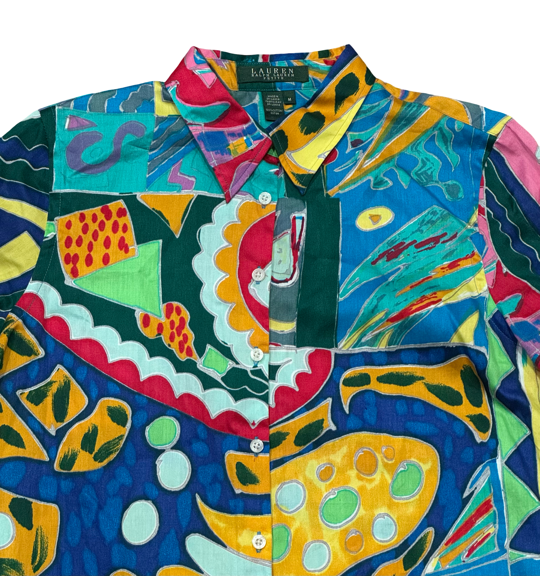 LAUREN RALPH LAUREN Petite Lightweight Abstract Print Blouse Multi Color