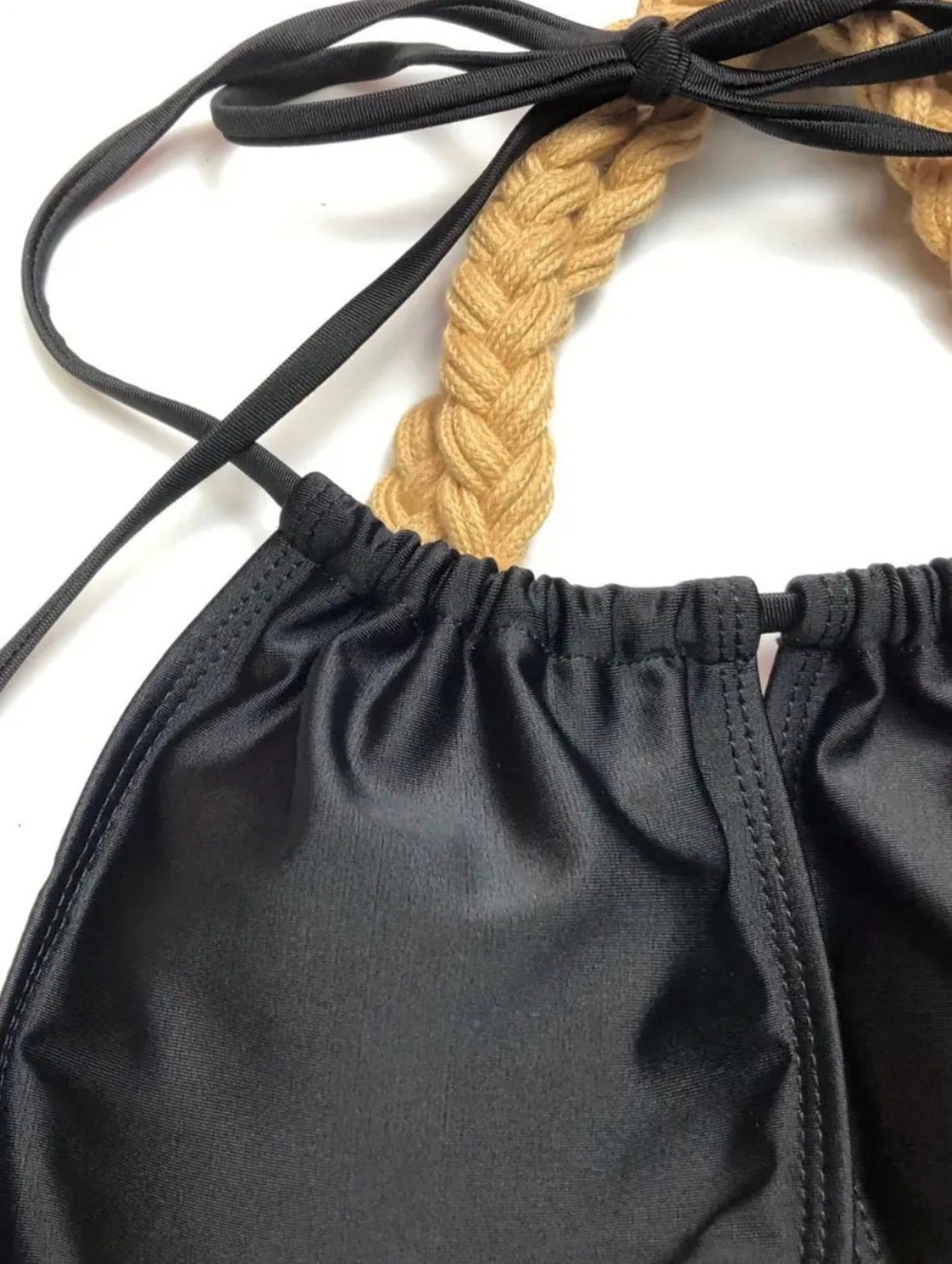 One Piece Halter Neck Ring Link Swimsuit