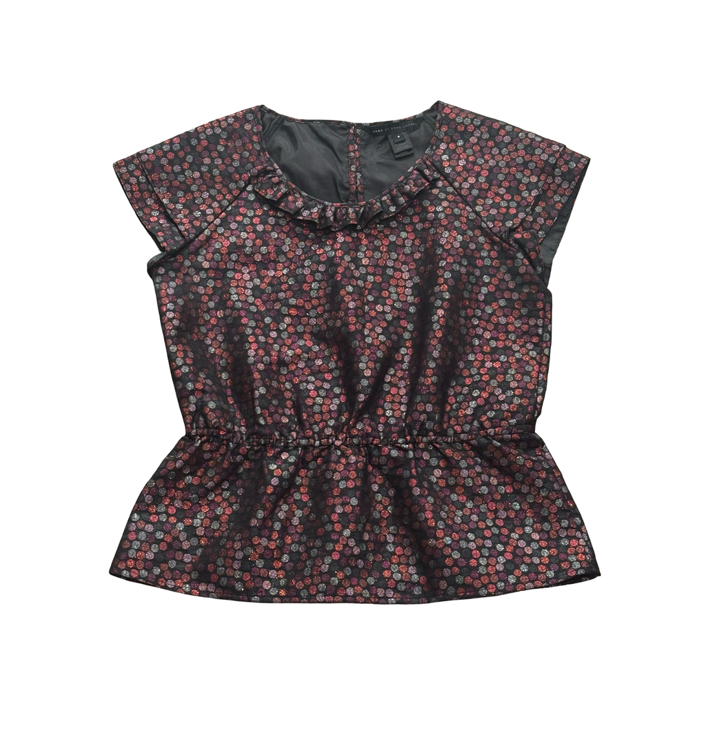 Marc by Marc Jacobs Black Multi Metallic Dot Peplum Top