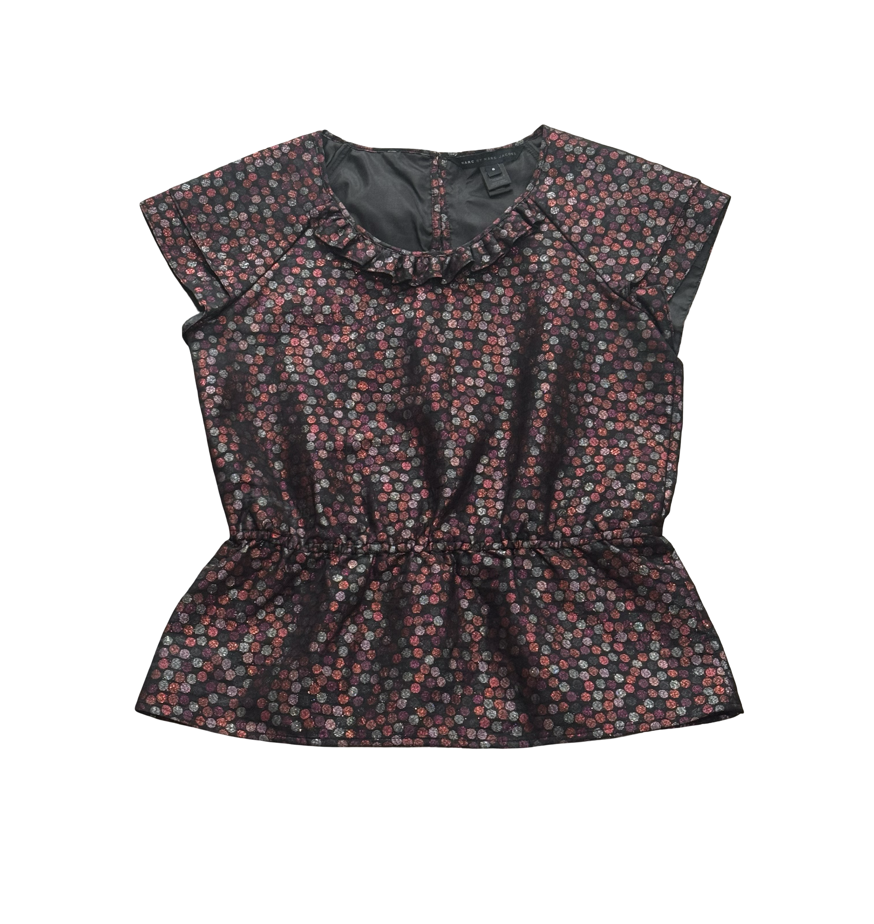 Marc by Marc Jacobs Black Multi Metallic Dot Peplum Top