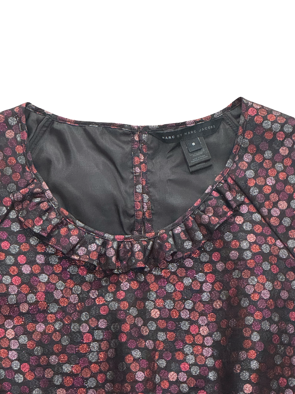 Marc by Marc Jacobs Black Multi Metallic Dot Peplum Top