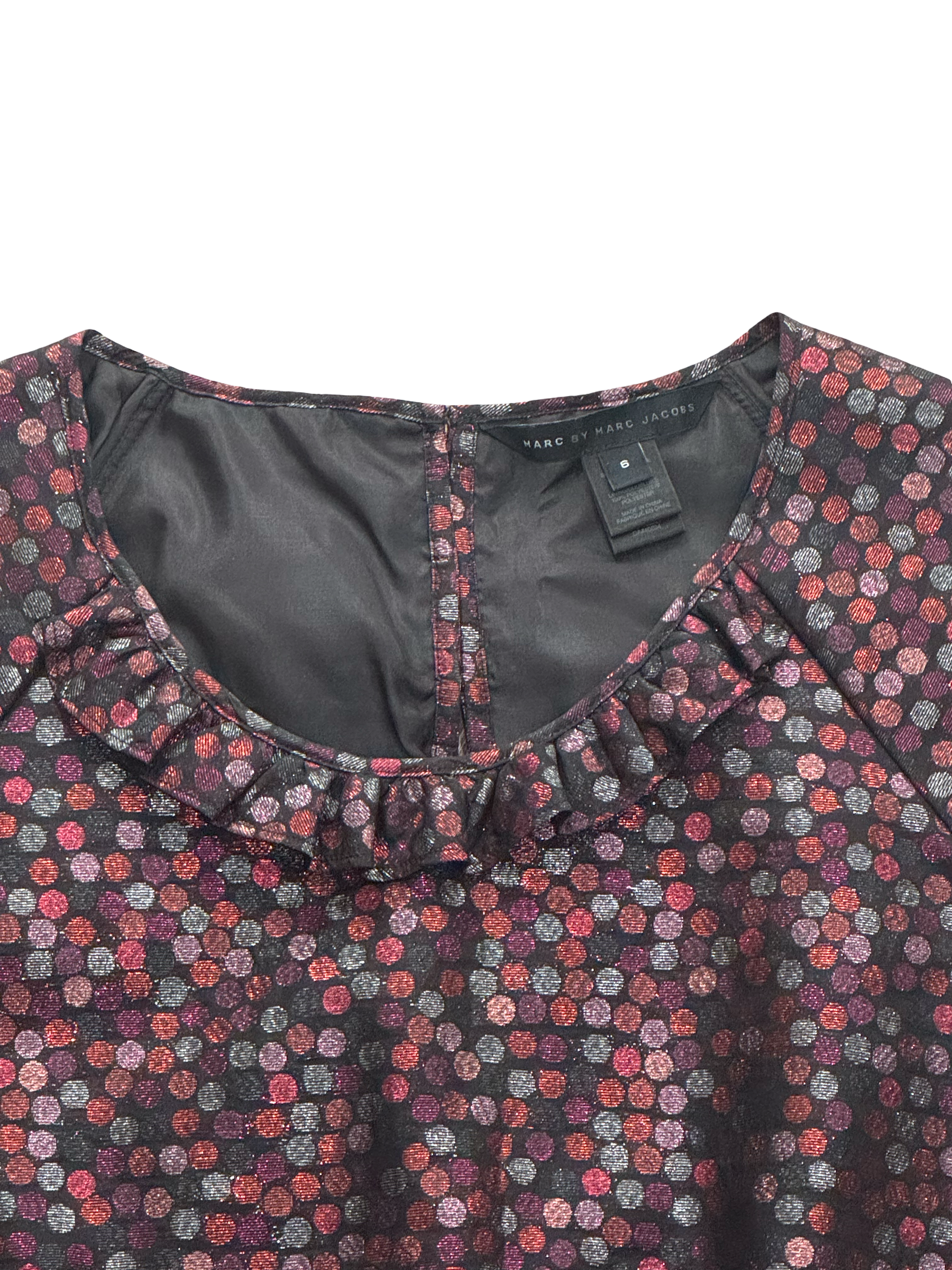 Marc by Marc Jacobs Black Multi Metallic Dot Peplum Top
