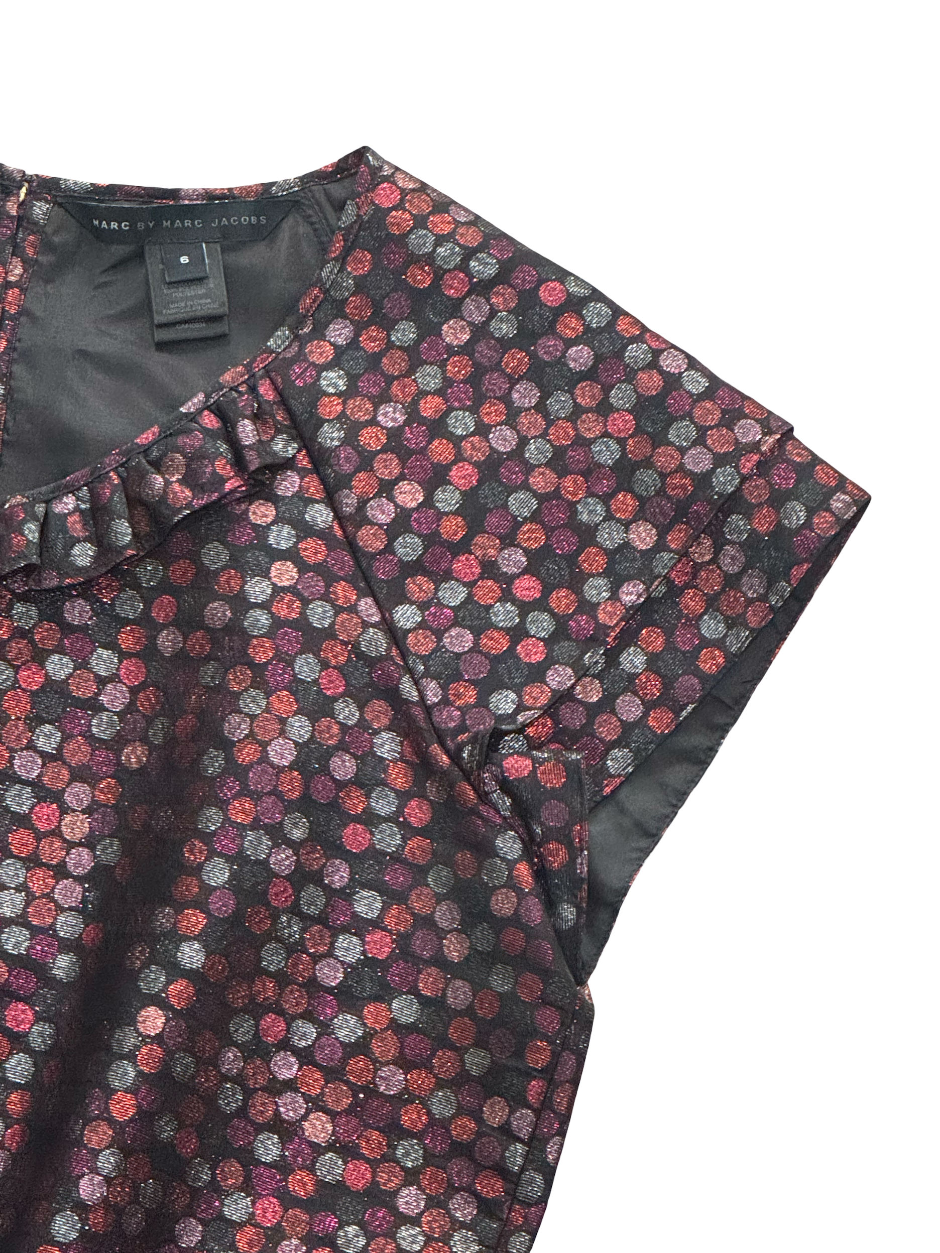 Marc by Marc Jacobs Black Multi Metallic Dot Peplum Top