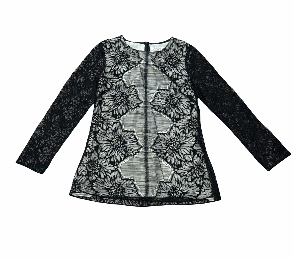 Lela Rose Black Lace Fully Lined Blouse