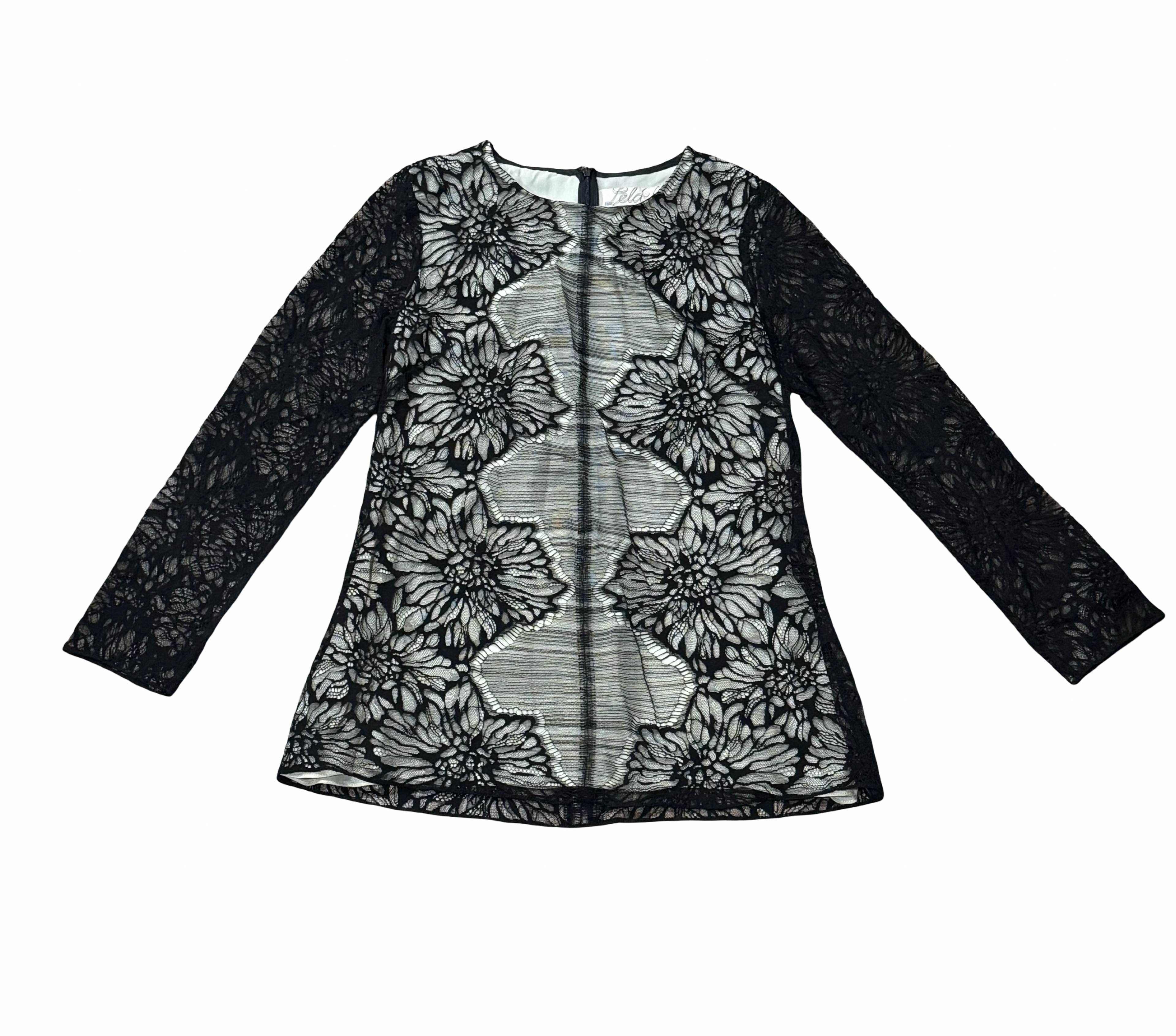 Lela Rose Black Lace Fully Lined Blouse