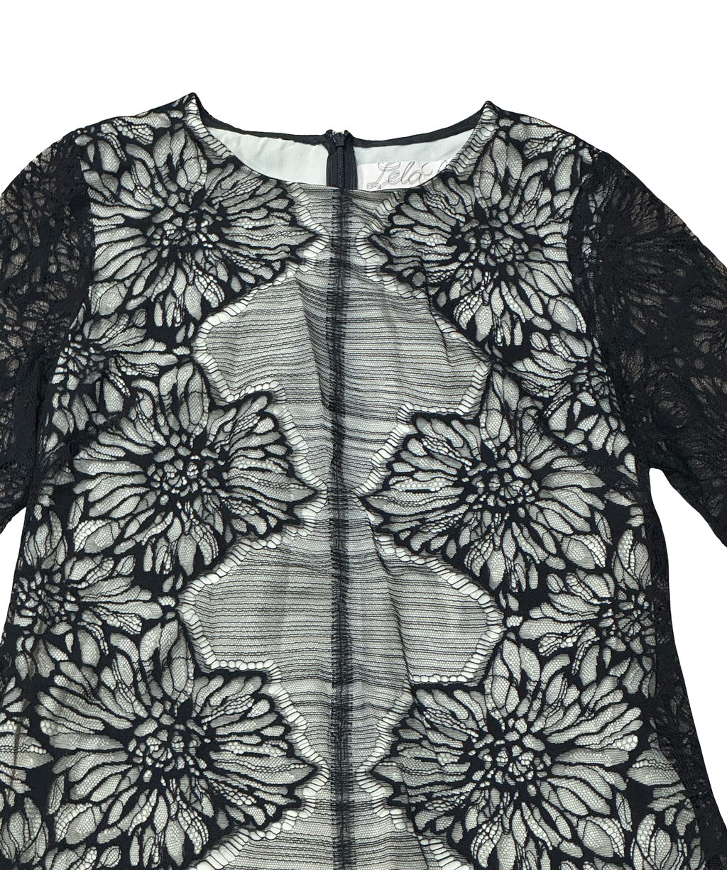 Lela Rose Black Lace Fully Lined Blouse