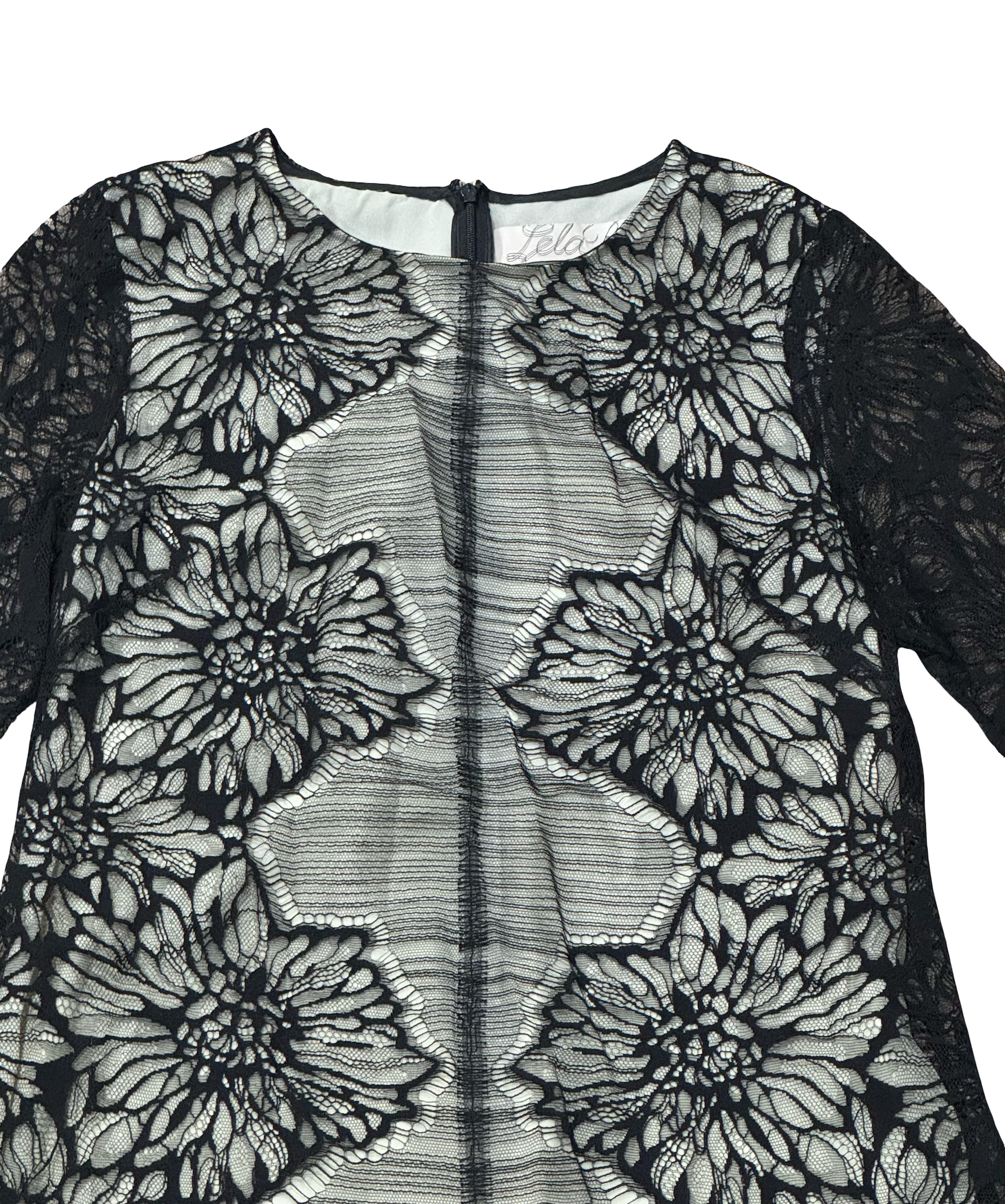 Lela Rose Black Lace Fully Lined Blouse