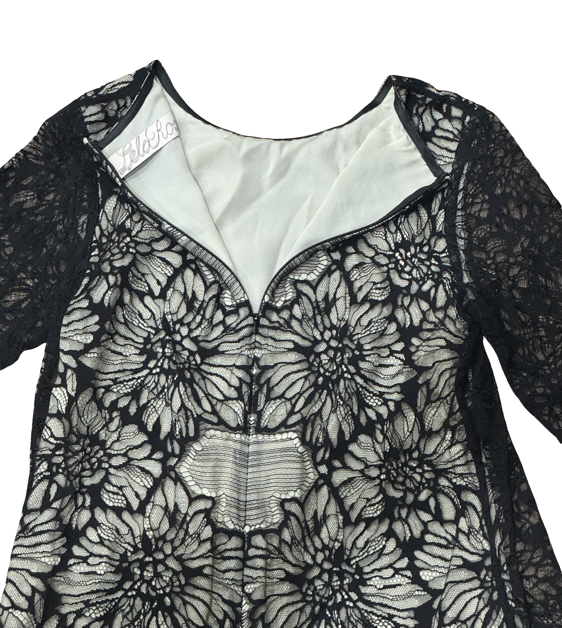Lela Rose Black Lace Fully Lined Blouse