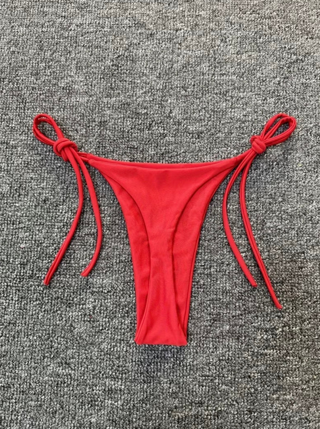 String Tie Red Triangle Bikini Top & Bottom Set
