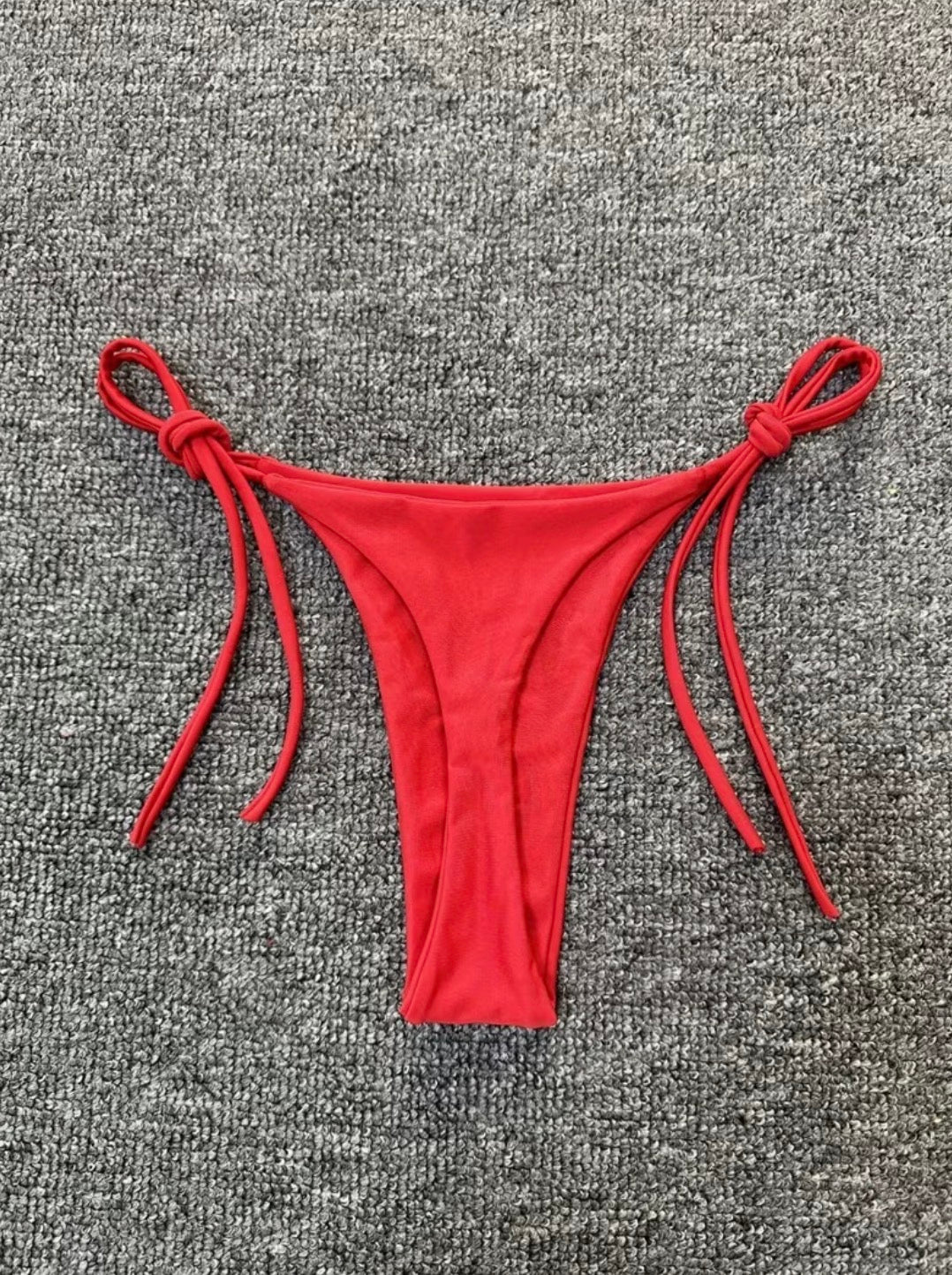 String Tie Red Triangle Bikini Top & Bottom Set