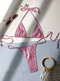 Pink Animal-Print Triangle Bikini Set