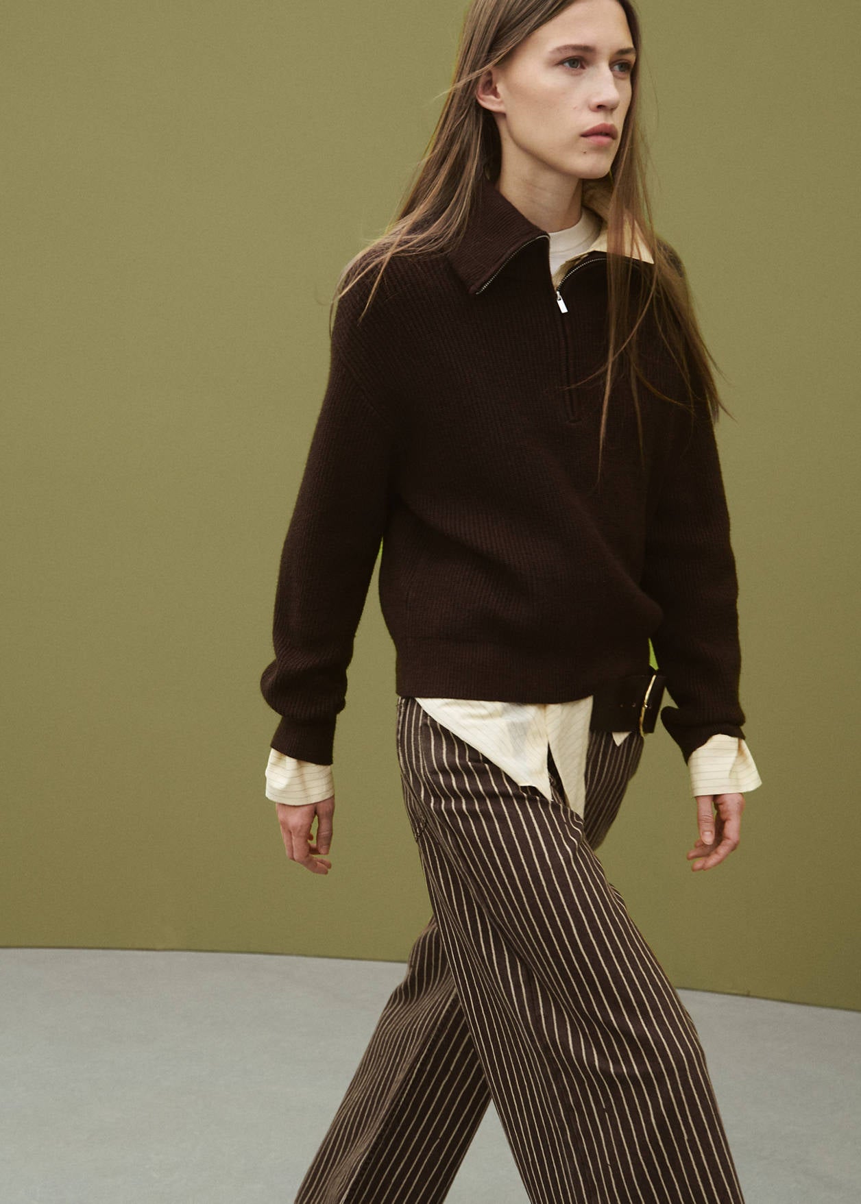 Mango wide leg striped jeans