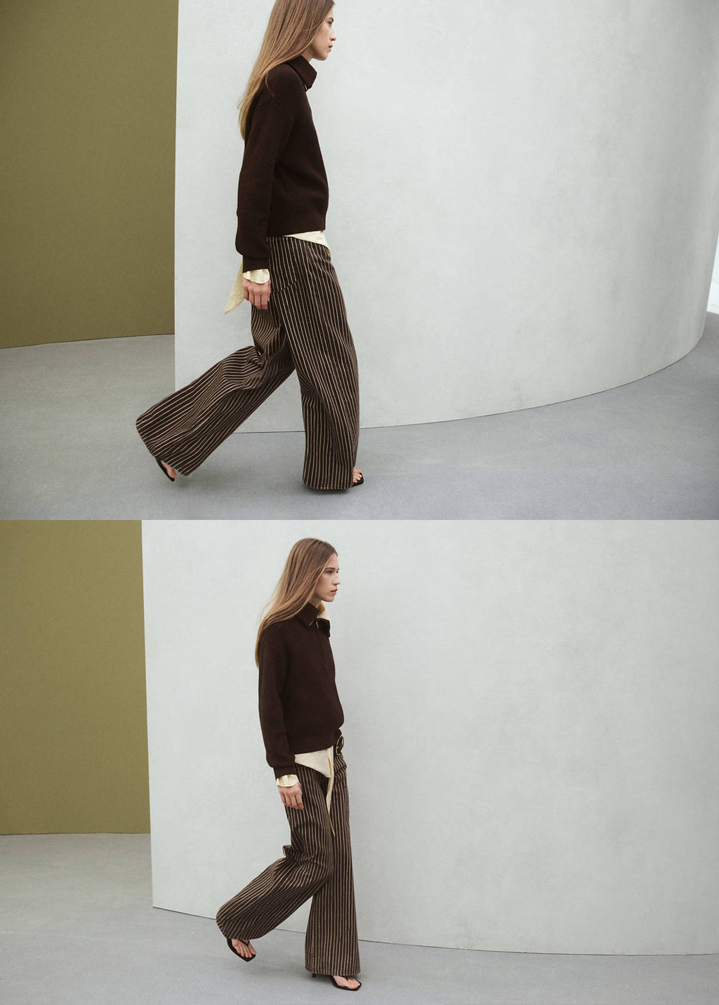 Mango wide leg striped jeans