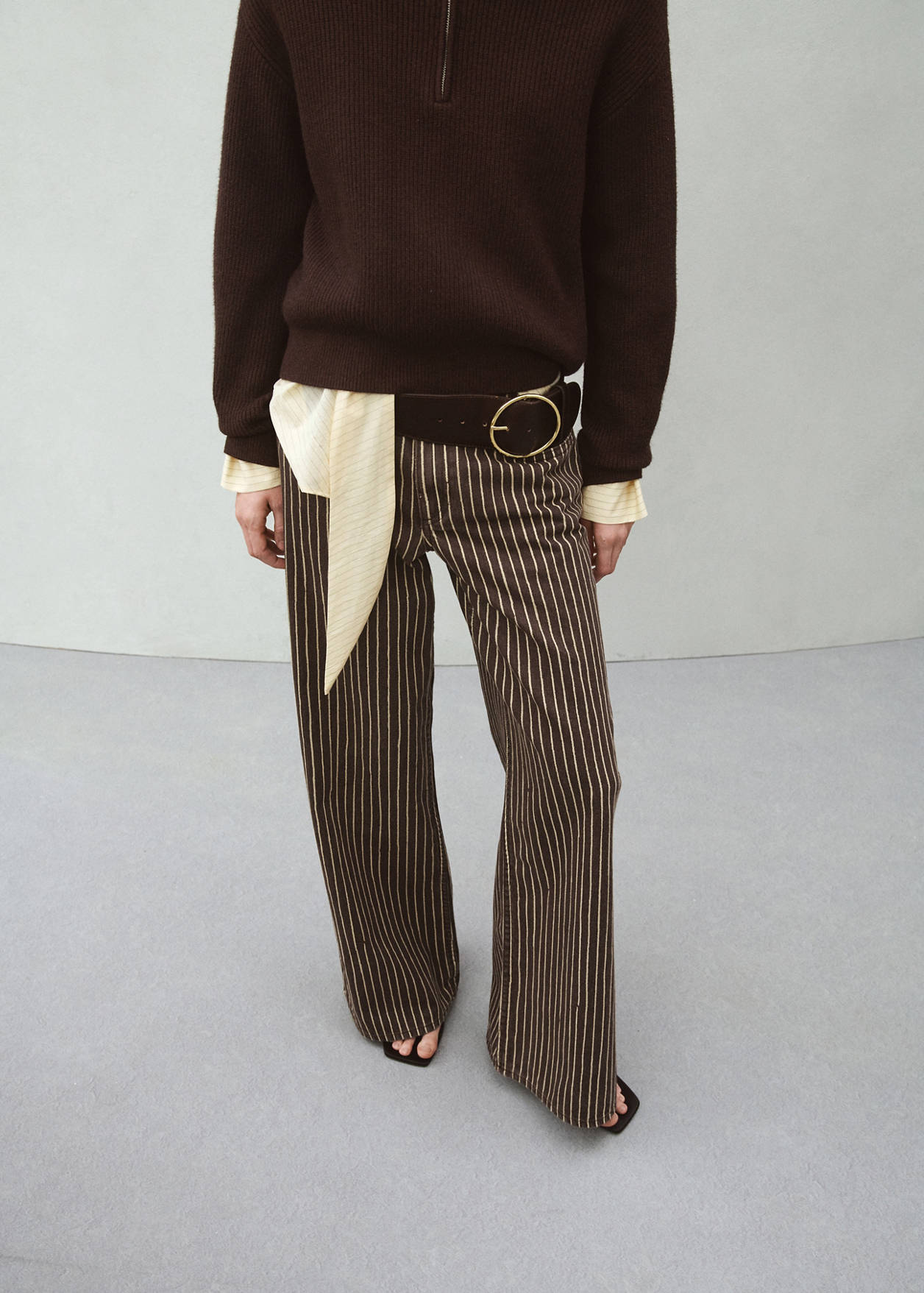 Mango wide leg striped jeans