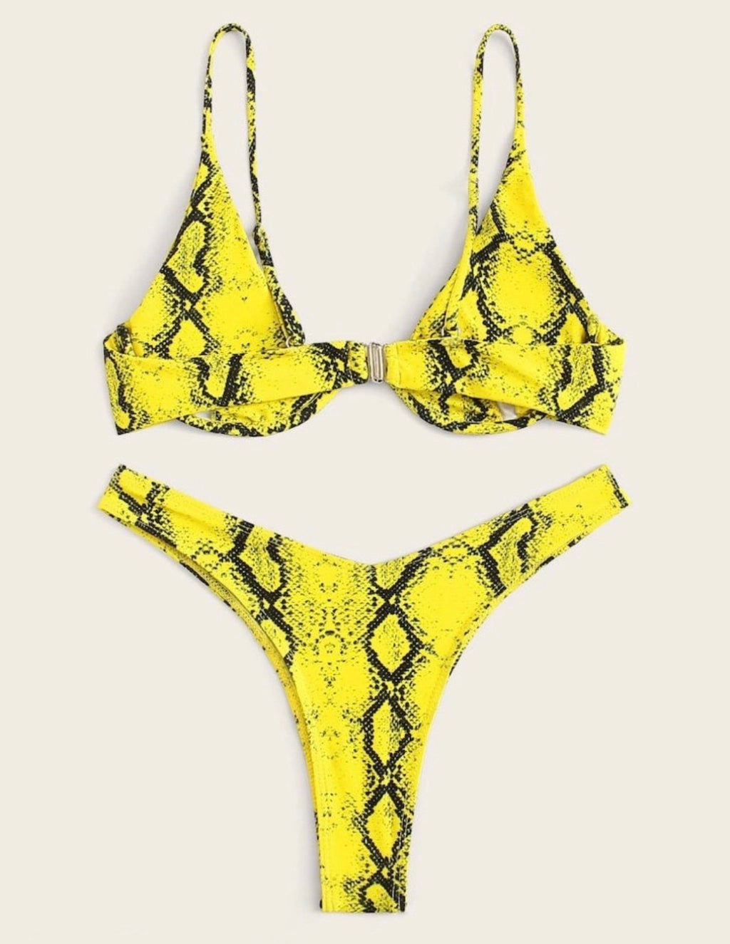 Snake skin print with high cut bikini