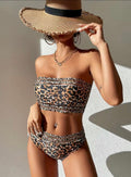 Leopard print Strapless swimsuit