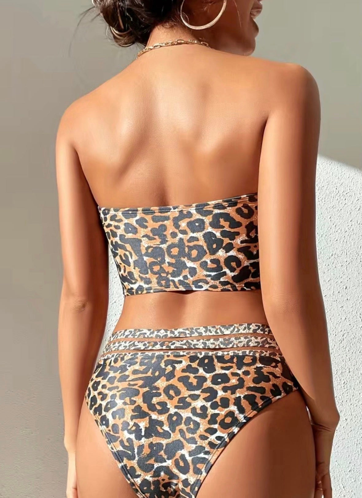 Leopard print Strapless swimsuit