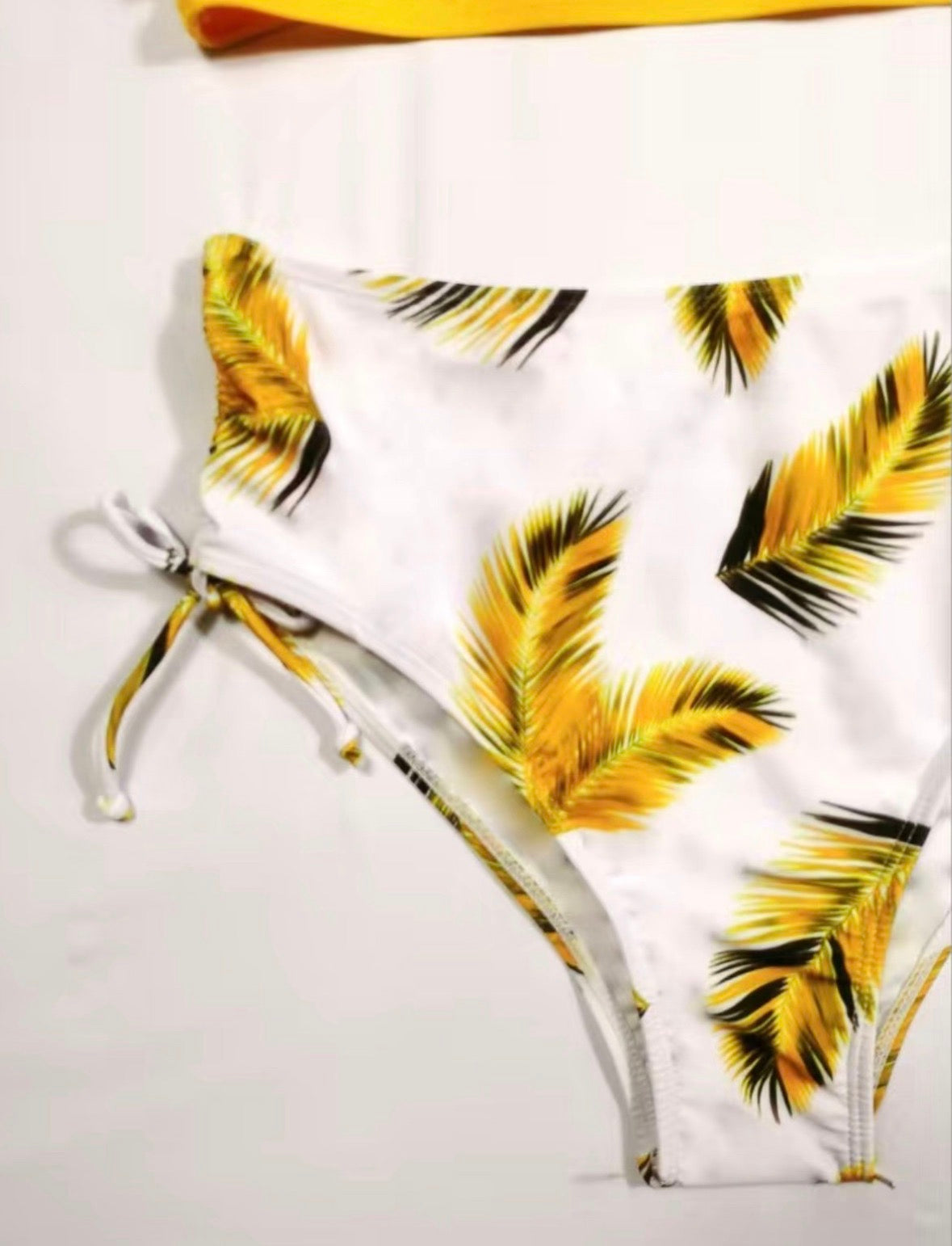 Contrast Leaf print yellow bikini set