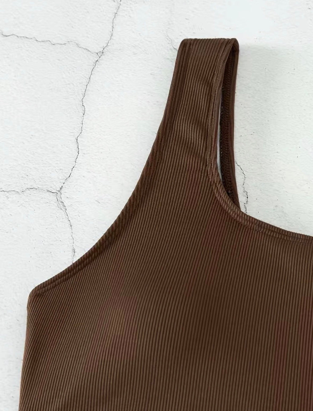 Brown Cutout Ribbed One-Piece Swimsuit