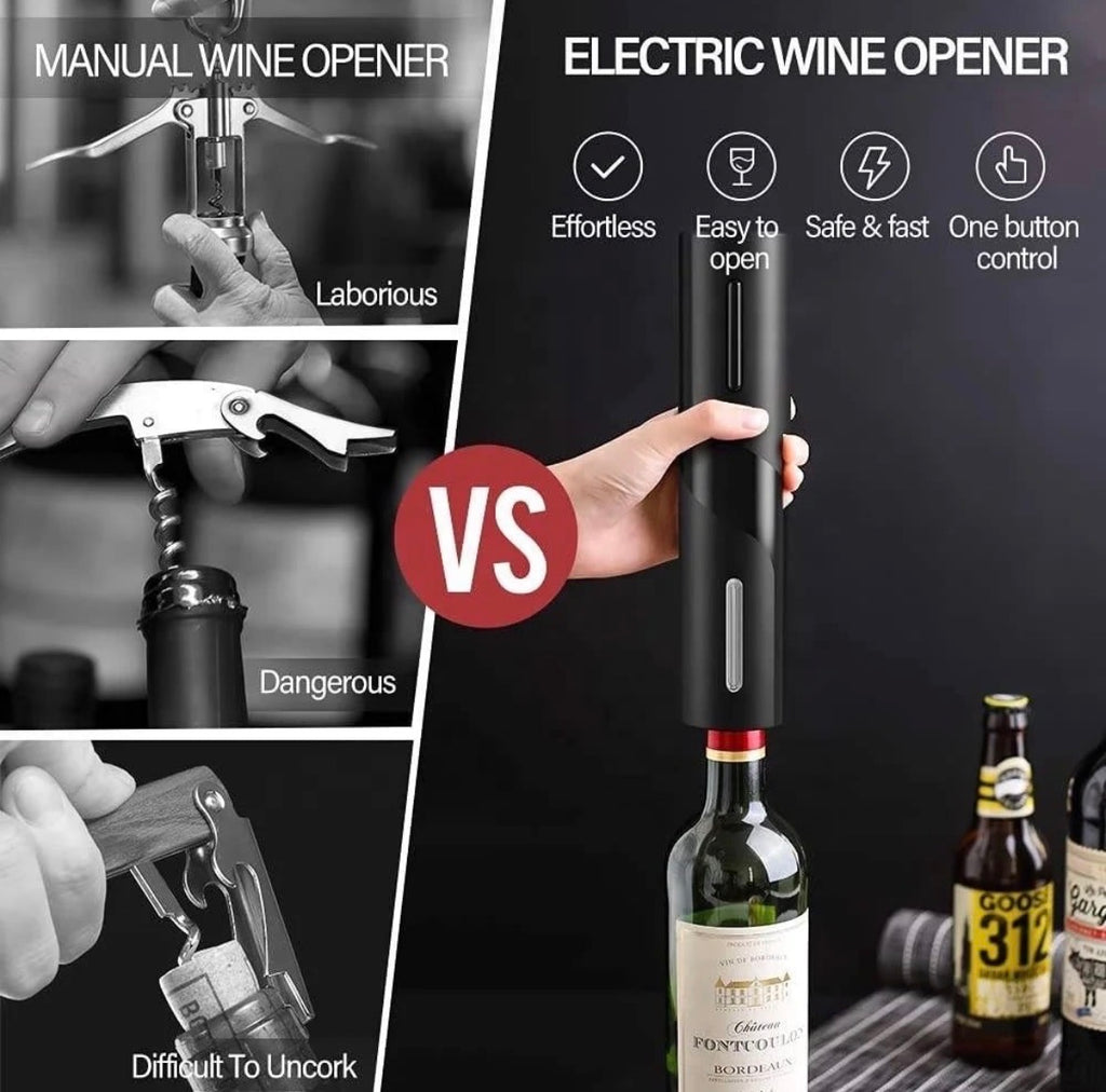 Electric one touch corkscrew bottle opener