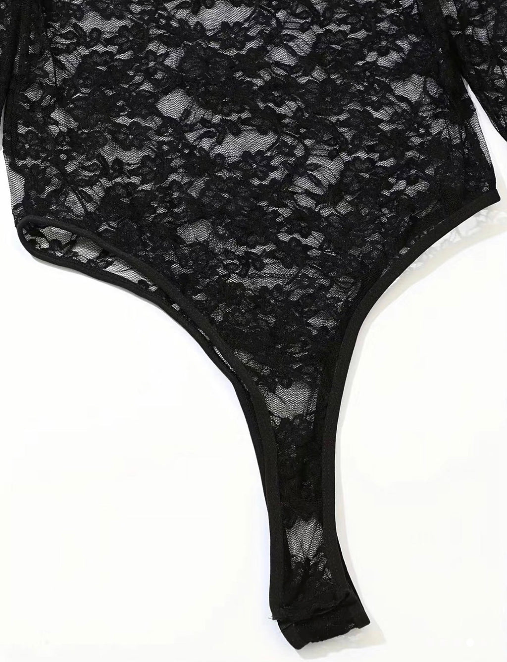 Sheer Lace Long-Sleeve Bodysuit