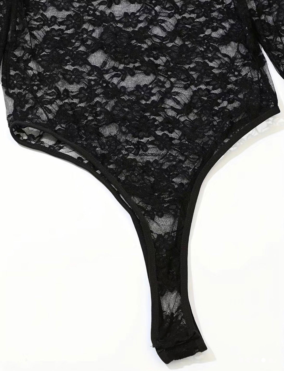 Sheer Lace Long-Sleeve Bodysuit