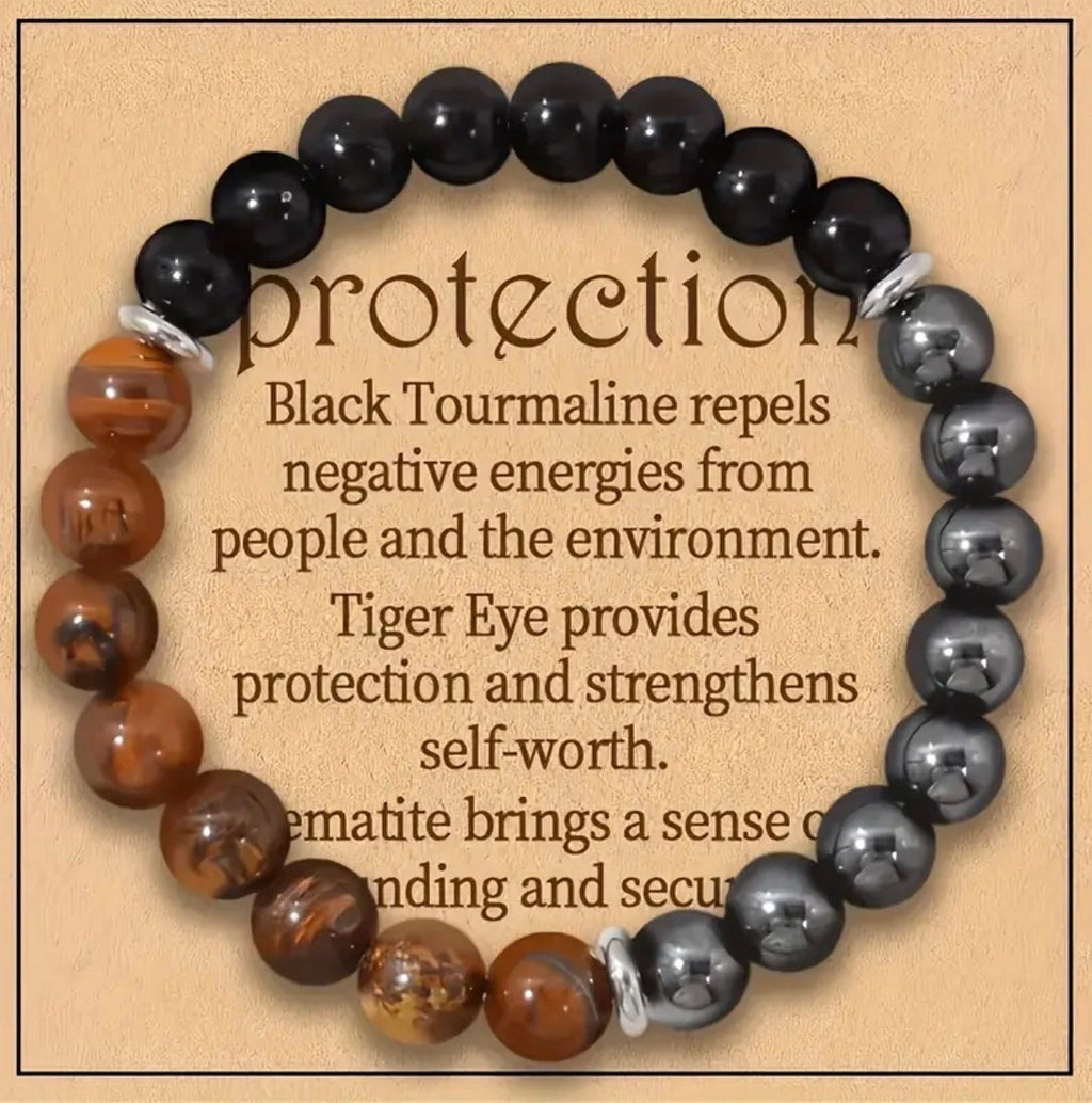 Triple Protection Crystal Beaded Bracelet