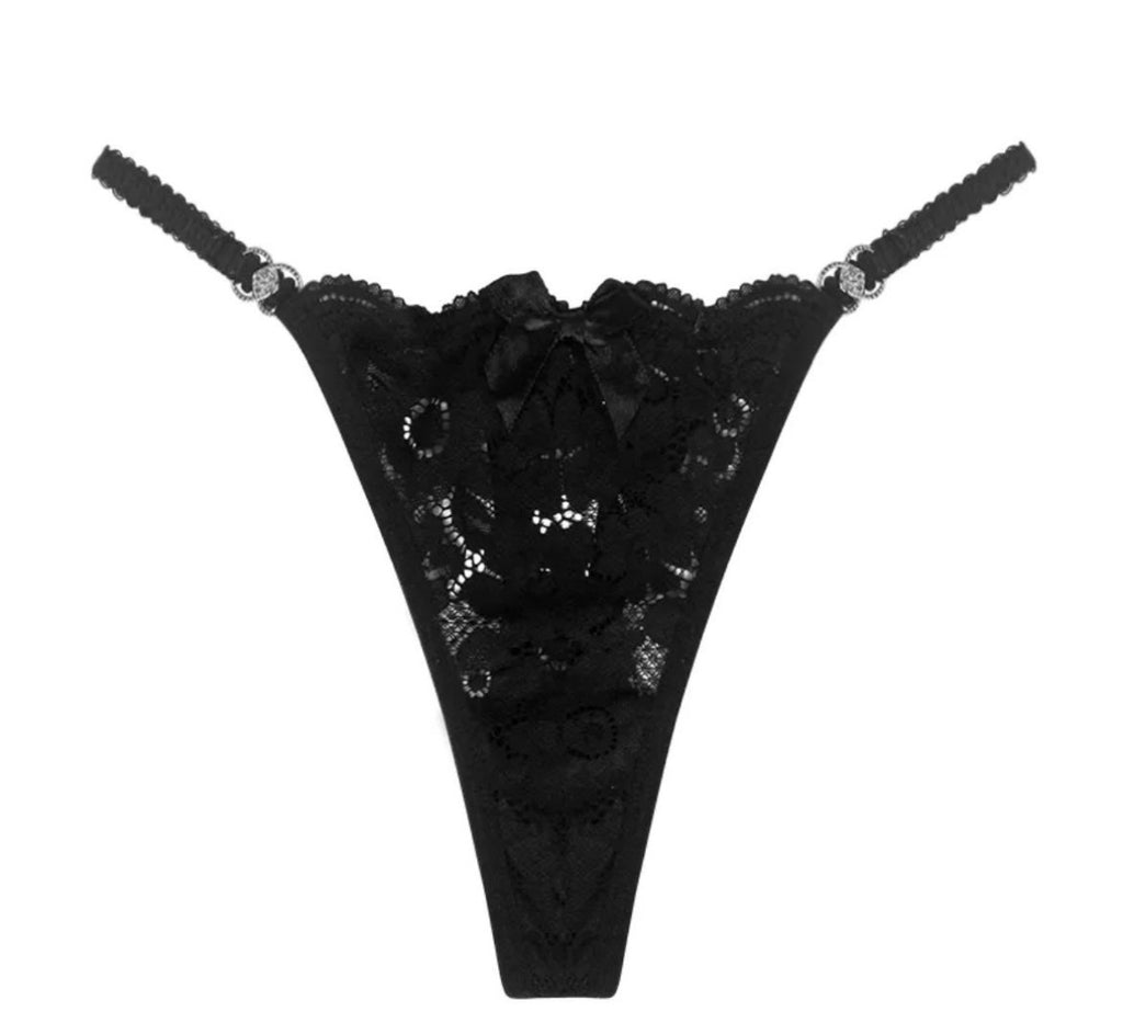Premium satin Lace Trim Thong Panty