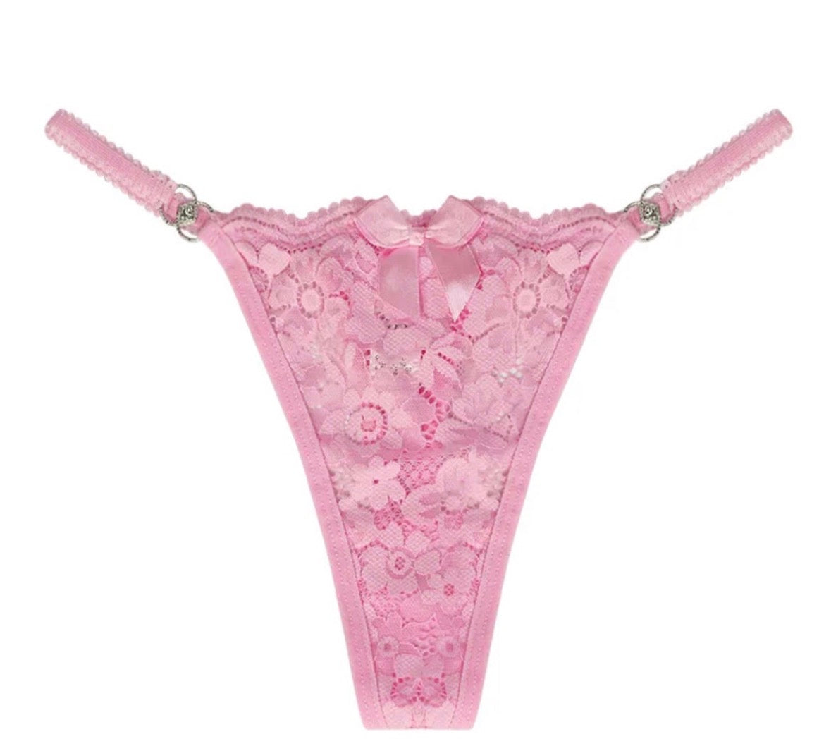 Premium satin Lace Trim Thong Panty